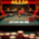 Strategic layout of baccarat table with chips