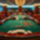 The layout of a baccarat table showcasing various betting options.