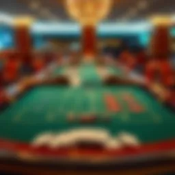 The layout of a baccarat table showcasing various betting options.