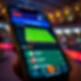 User interface of a sports betting app showcasing live betting options