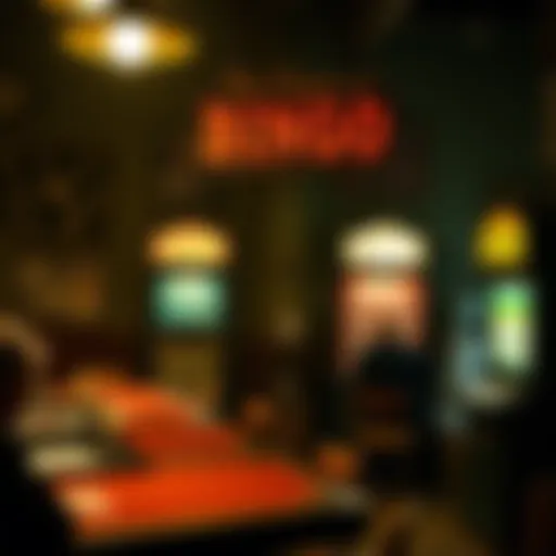 A historical depiction of a bingo game in a vintage setting