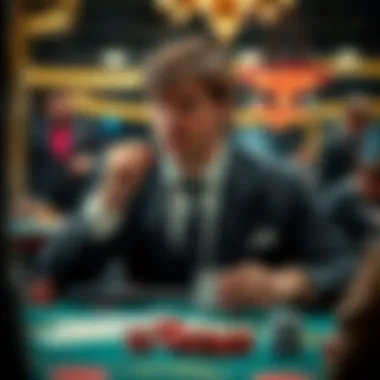 Illustration of a player analyzing blackjack strategies
