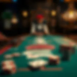 Intricate Blackjack table layout with cards and chips
