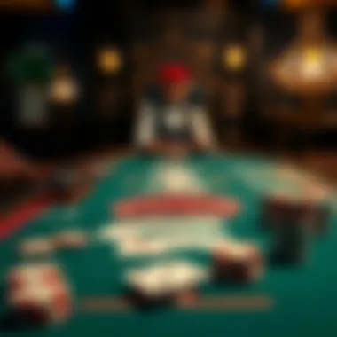 Intricate Blackjack table layout with cards and chips
