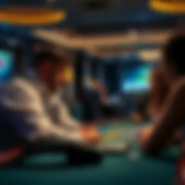 A live dealer engaging with players at a gaming table