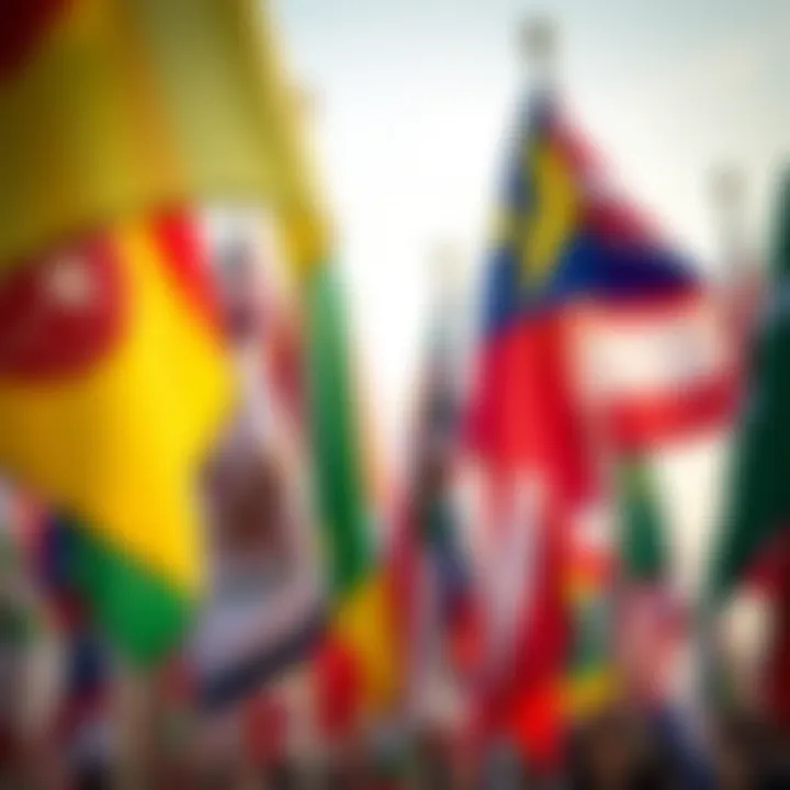 Diverse flags representing cultures