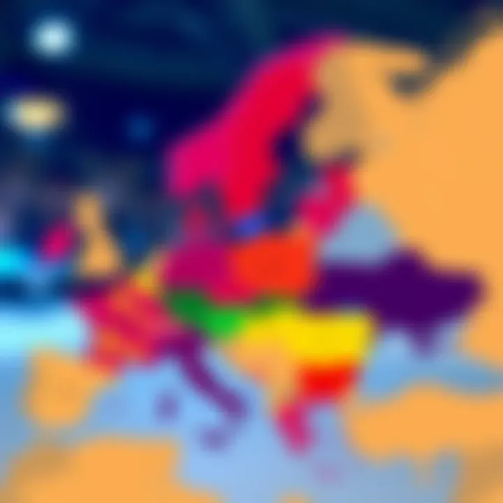 Map representing participating countries