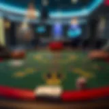 A detailed view of an online blackjack table showcasing the layout