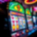 Colorful slot machine with spinning reels