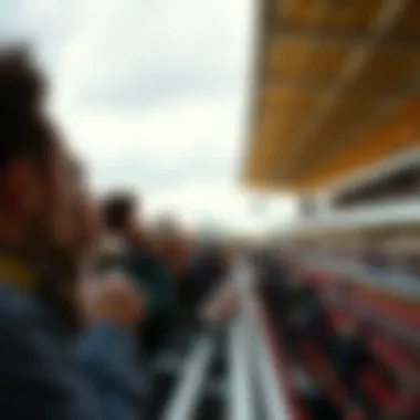 The Excitement of the Crowd A group of enthusiastic fans watching a greyhound race