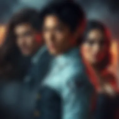 Illustration of the characters in Immortal Romance with a mystical background