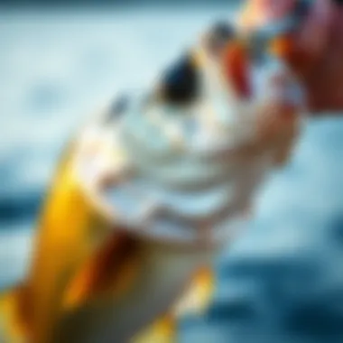 Close-up of a bass caught during a fishing tournament