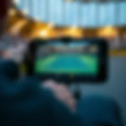 Tennis match streaming interface on a device