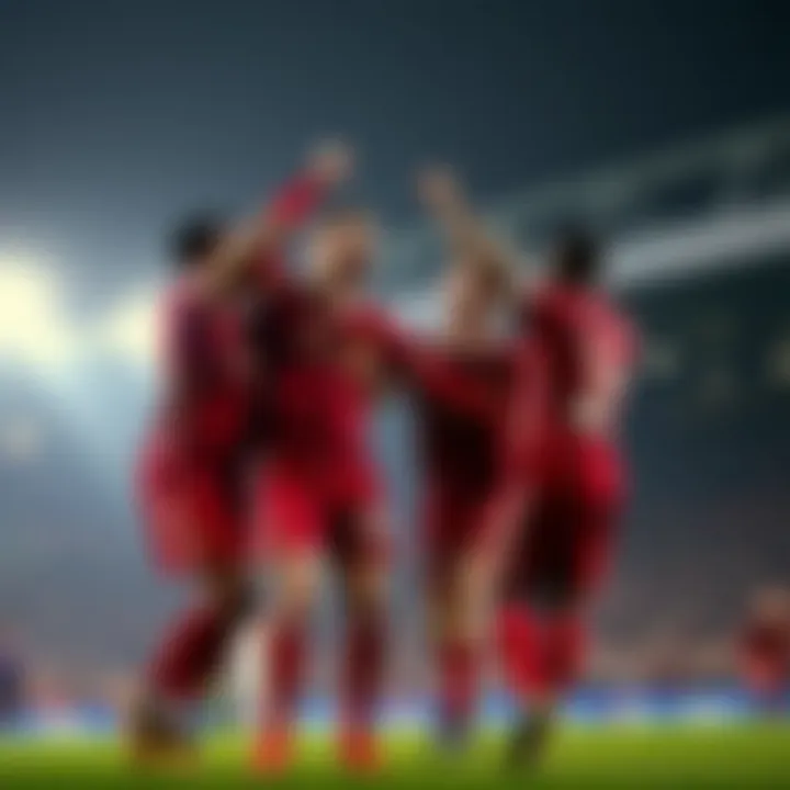 Liverpool team celebrating a goal