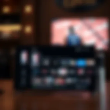 Streaming Service Interface for NBA A digital device displaying a streaming service interface for watching NBA games.