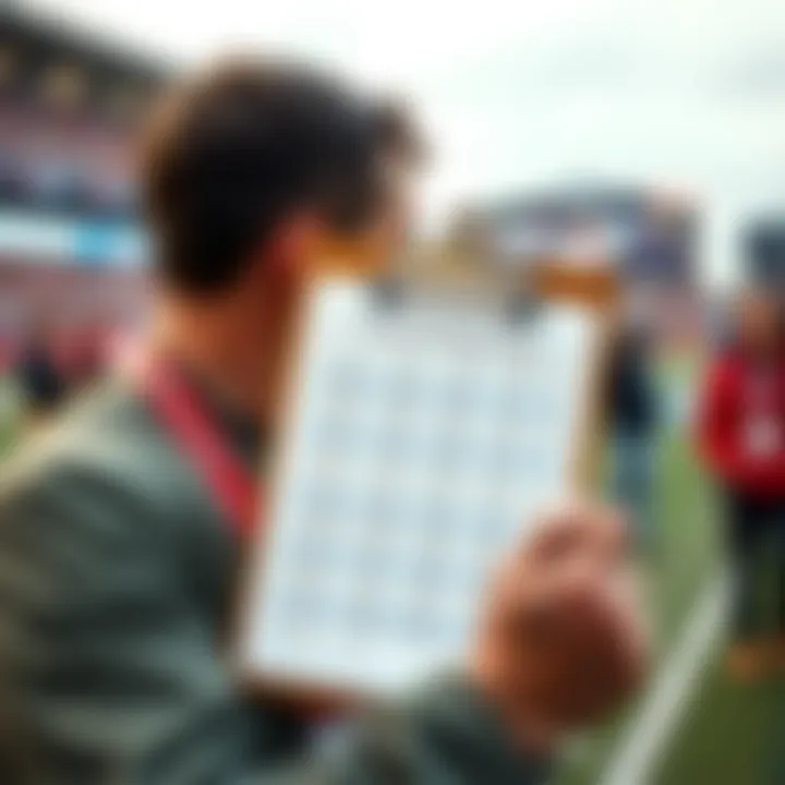 Expert predictions for NFL games on a clipboard