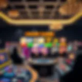 A detailed illustration of various online casino games