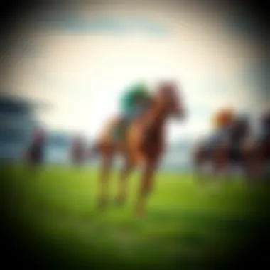 Racehorse in Action Racehorse in full gallop on the track