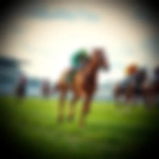 Racehorse in Action Racehorse in full gallop on the track