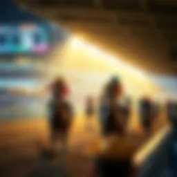 A vibrant depiction of a horse racing event