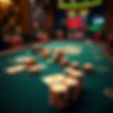 An intricate poker table setup showcasing chips and cards