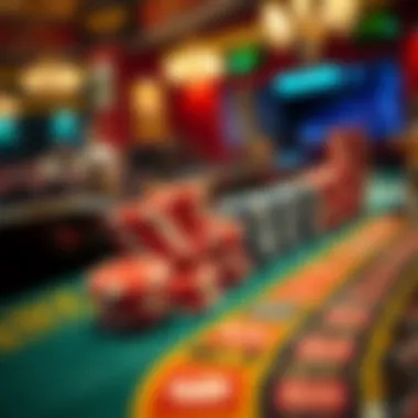 Strategic Betting Chips A close-up of various betting chips placed strategically on a roulette table.