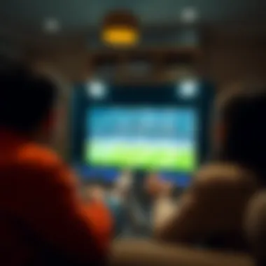Fan enjoying a soccer game at home with friends