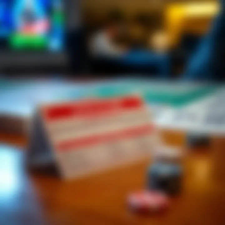 A strategic betting card on a table