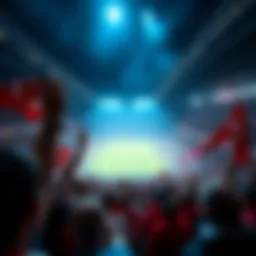 A vibrant stadium filled with enthusiastic fans cheering for their team
