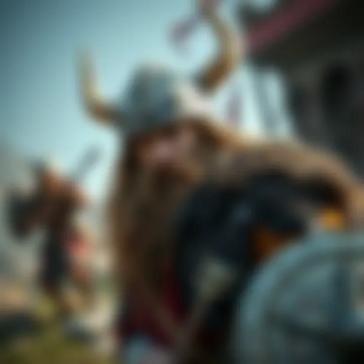 Artistic illustration of Viking characters featured in the game